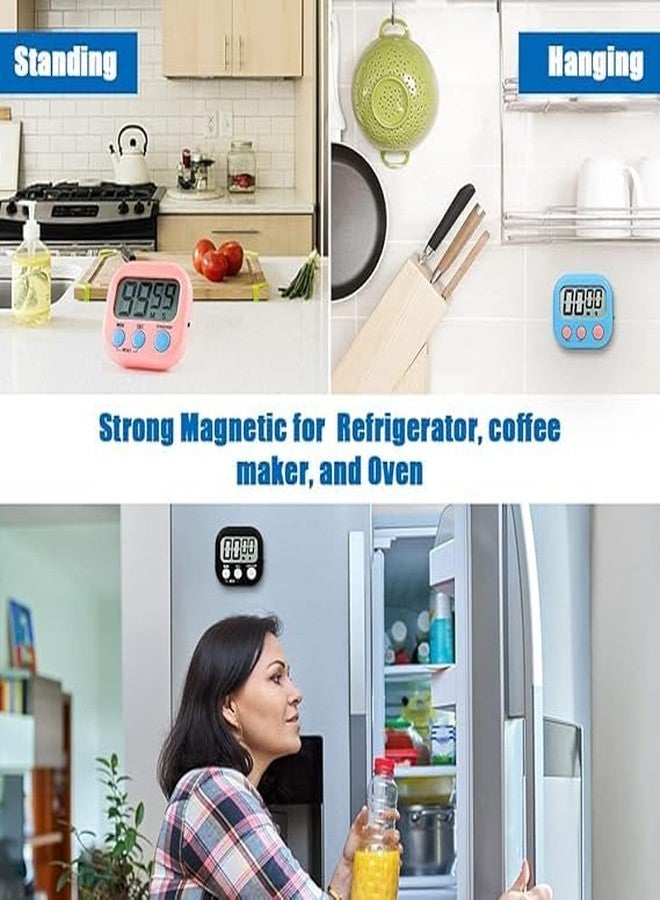 YPTC Digital Kitchen Timer & Stopwatch, Countdown Large Digits, Magnetic Stand, for Cooking | Baking| Loud Alarm | Kids Study Teacher Shower Bathroom Oven Round Back Stand (Multicolor)(Pack of 1) - Image 3